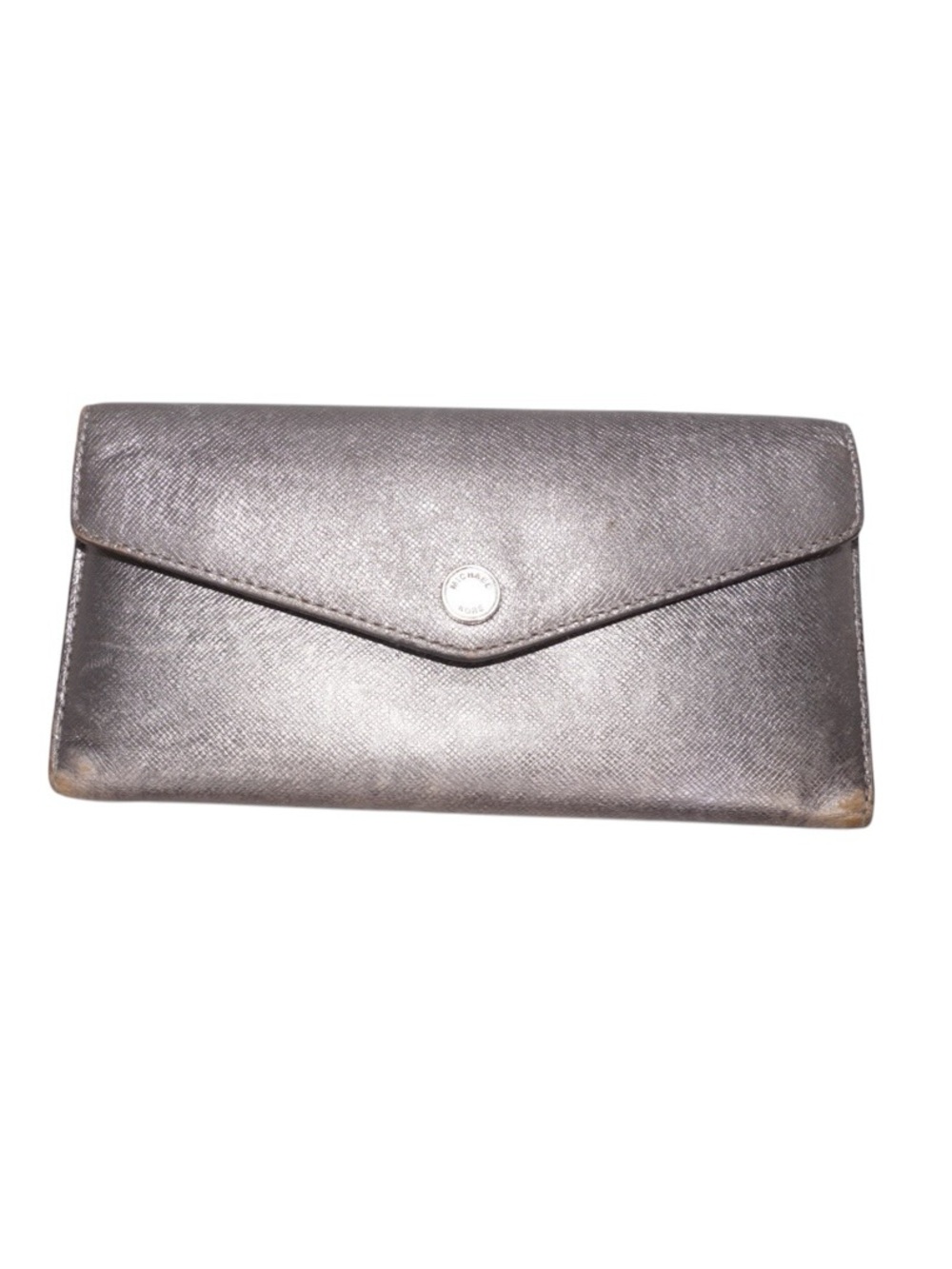 Michael Kors Metallic Silver Gold Snap Wallet Clutch Bifold
